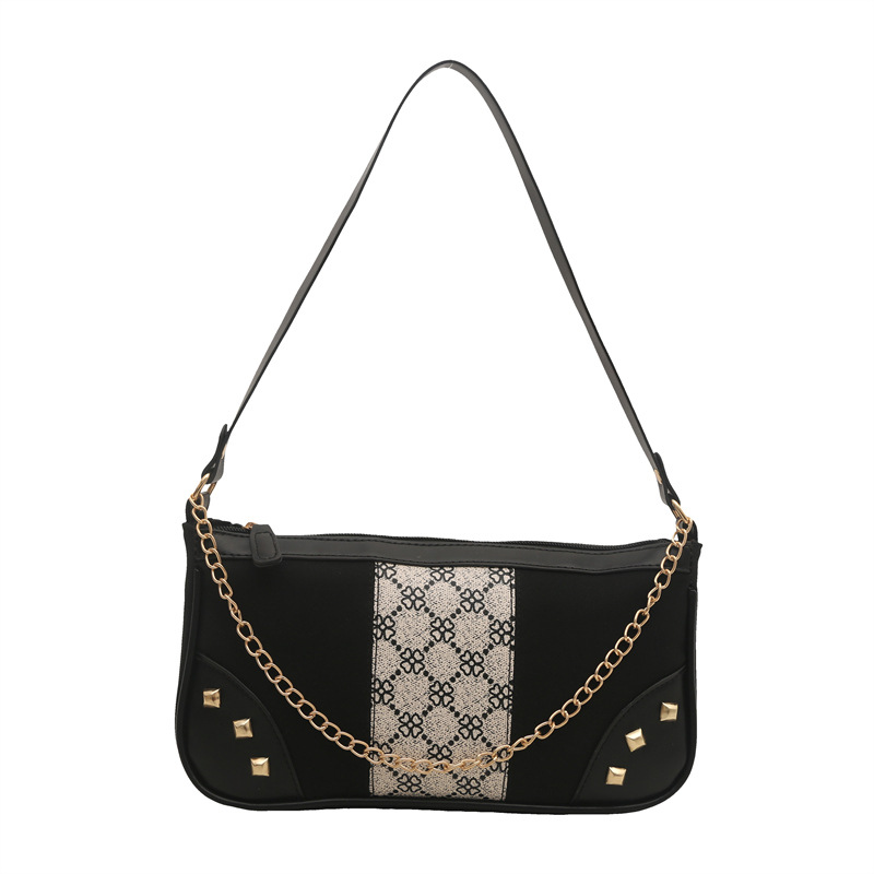 Bolso de mujer 2025 primavera nueva moda retro esmerilado empalme bolso de color contraste bolso de mujer un hombro brazo bolso de moda