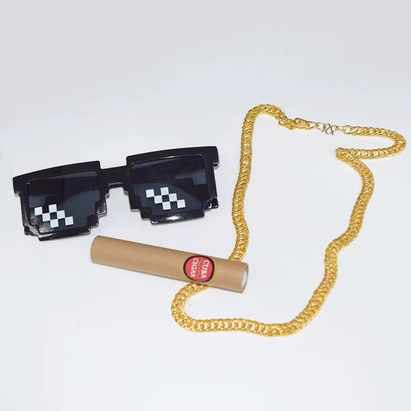 像素墨鏡聚會氣氛拍照道具馬賽克眼鏡惡搞大佬蹦迪年接親伴郎眼鏡