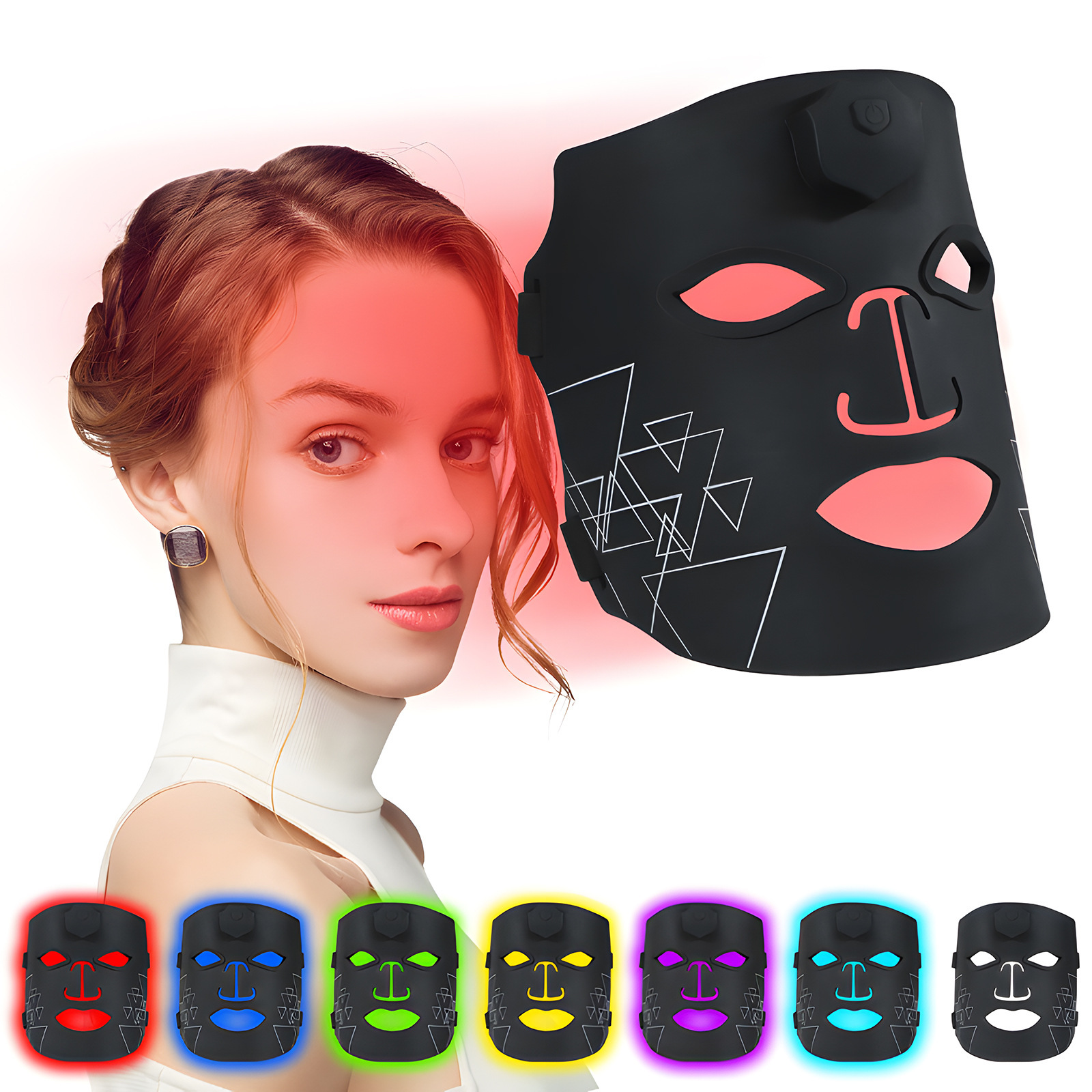 Cross-Border Photon Mask Instrument Facial Red and Blue Light Mask Beauty Instrument Household Large Row Lamp Colorful Led Beauty Mask