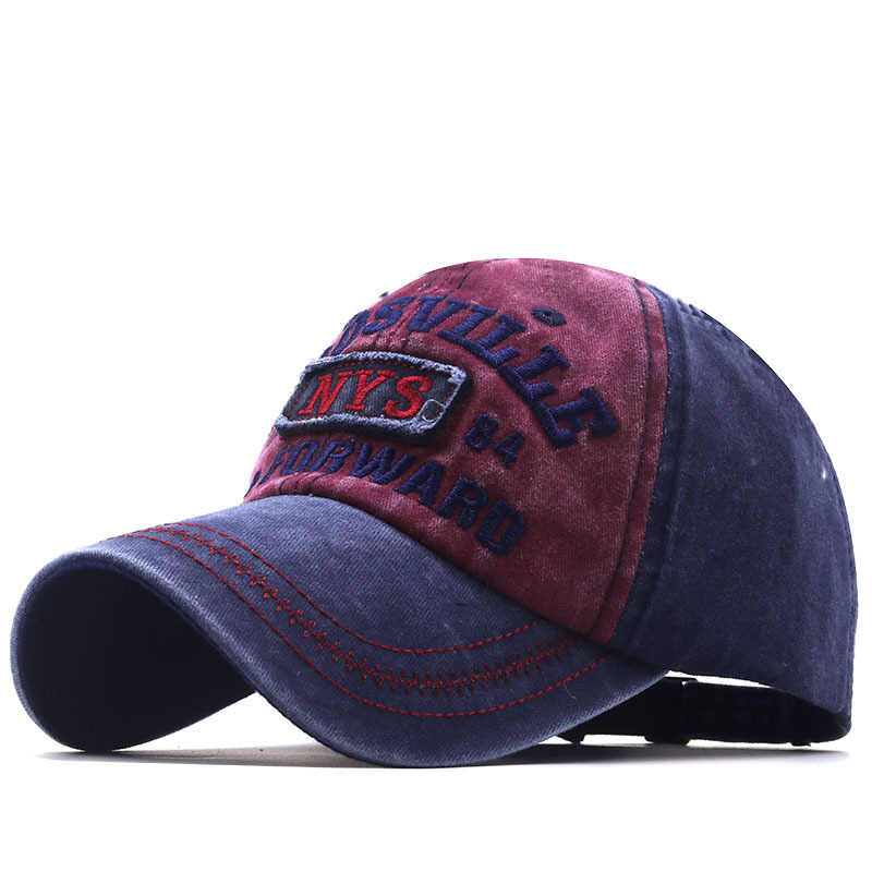Nys Embroidered Washed Cotton Baseball Cap Distressed Unisex Hat_voghion.com