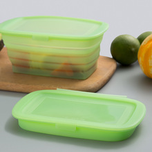 连盖硅胶折叠保鲜盒 蔬果保鲜盒 午餐盒硅胶折叠便当盒饭盒可伸缩