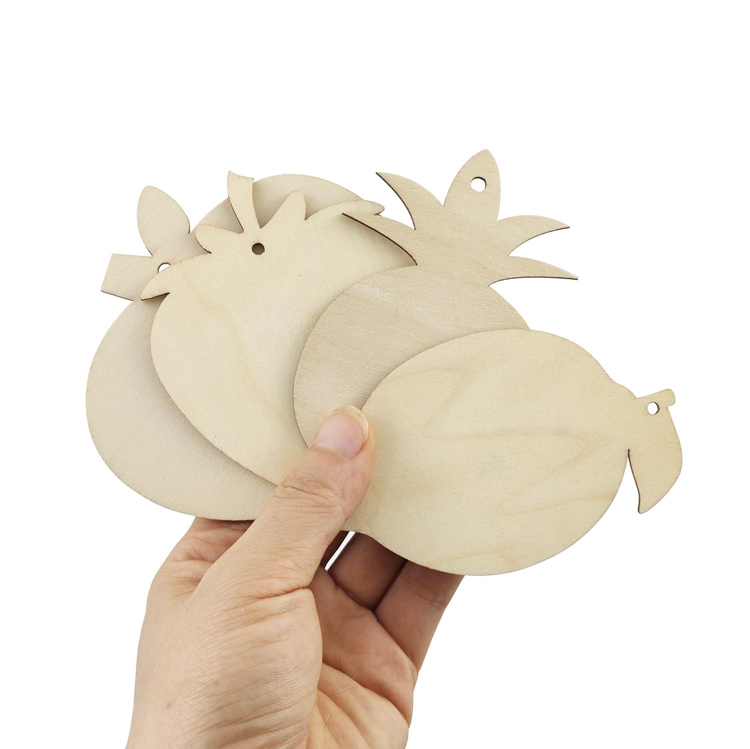 4 manzanas de madera huecas transfronterizas, limón, piña, fresa, decoraciones en forma de fruta hueca, piezas de madera de bricolaje para fiestas