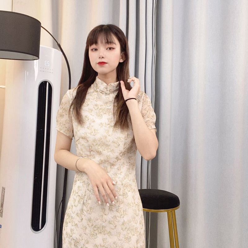 Cheongsam Dress Women's Improved Version 2024 Summer New Retro Chinese Style Long Skirt L0231