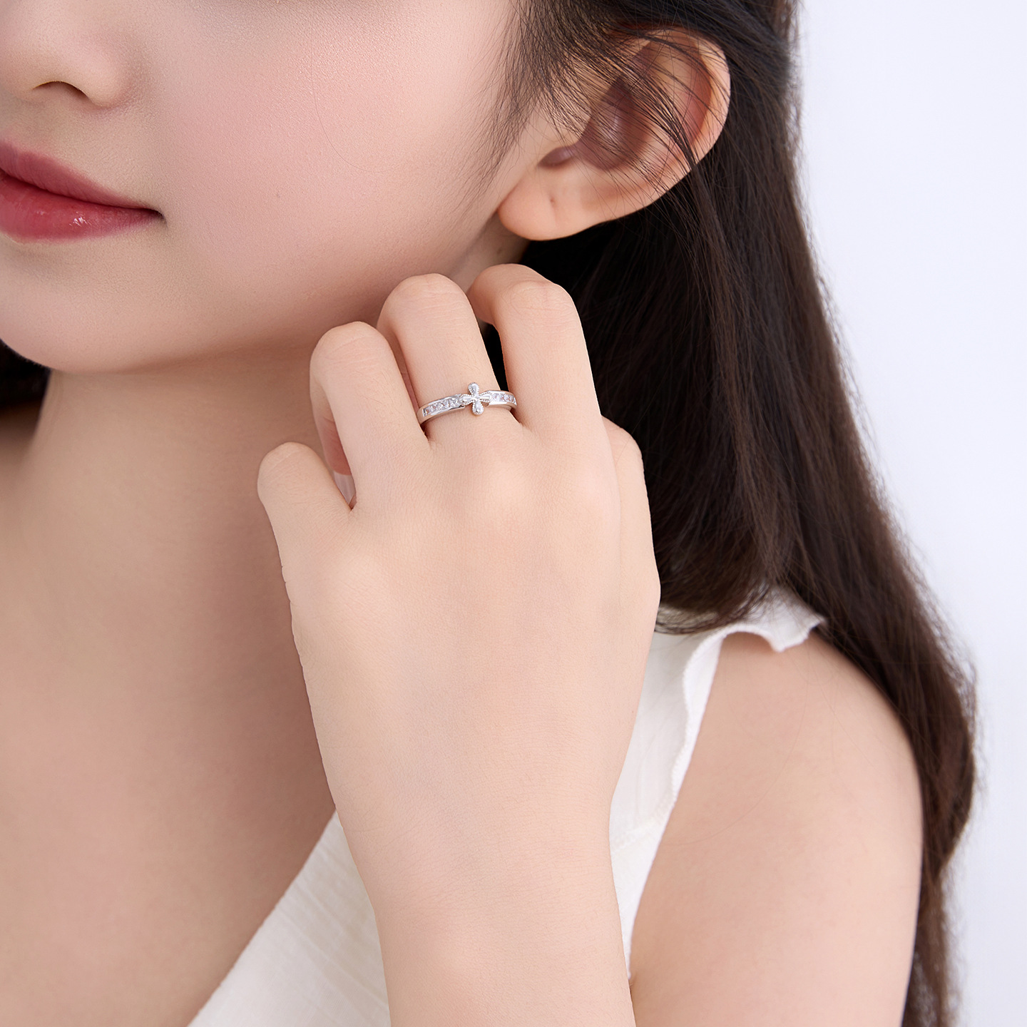 Xuping simple dulce y fresco viento cruzado sello anillo de nicho personalidad de moda europea y americana anillo transfronterizo joyas al por mayor