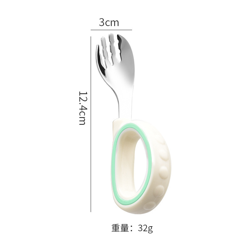 宝宝训练学吃饭辅食勺餐具塑料短柄叉勺套装316不锈钢儿童勺批发|undefined