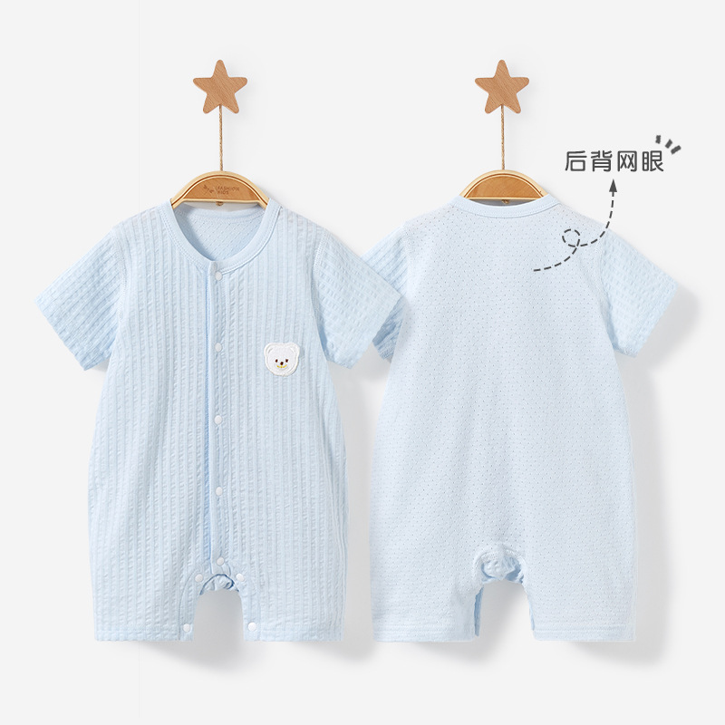 Mono de bebé para verano, unisex, pijama para recién nacido, estilo ligero, ropa para exterior, conjunto de pelele de manga corta para bebé, conjunto de verano para bebé