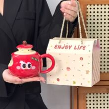 高颜值圣诞苹果可爱情侣杯带盖办公室精致咖啡陶瓷水杯女生伴手礼