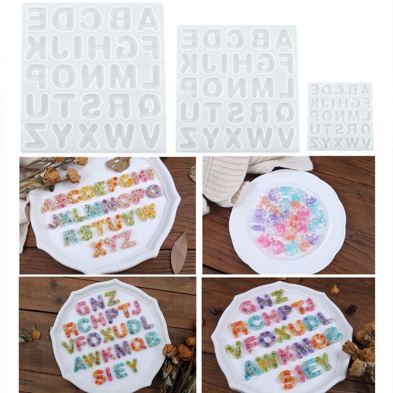 diy Crystal Drop Glue Epoxy Large Medium Small Letter Keychain Pendant Mirror Silicone Mold