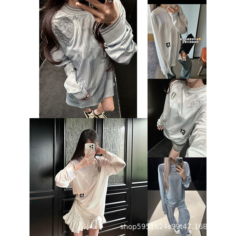 26Ss New Style Heart Lace Micro-Label Sports Style Jersey Long-Sleeved T-Shirt for Women 26Ss New Style Heart Lace Micro-Label Sports Style Jersey Long-Sleeved T-Shirt for Women