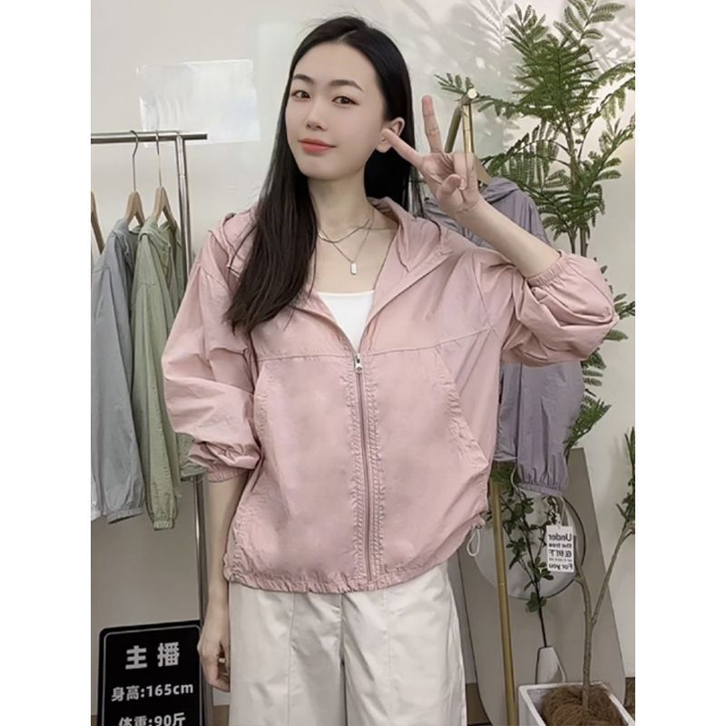 Women's Hooded Sun Protection Jacket 2026 Summer Lightweight Breathable Outerwear Casual Versatile Sun Protection Clothing Korean Style Loose Skin Jacket