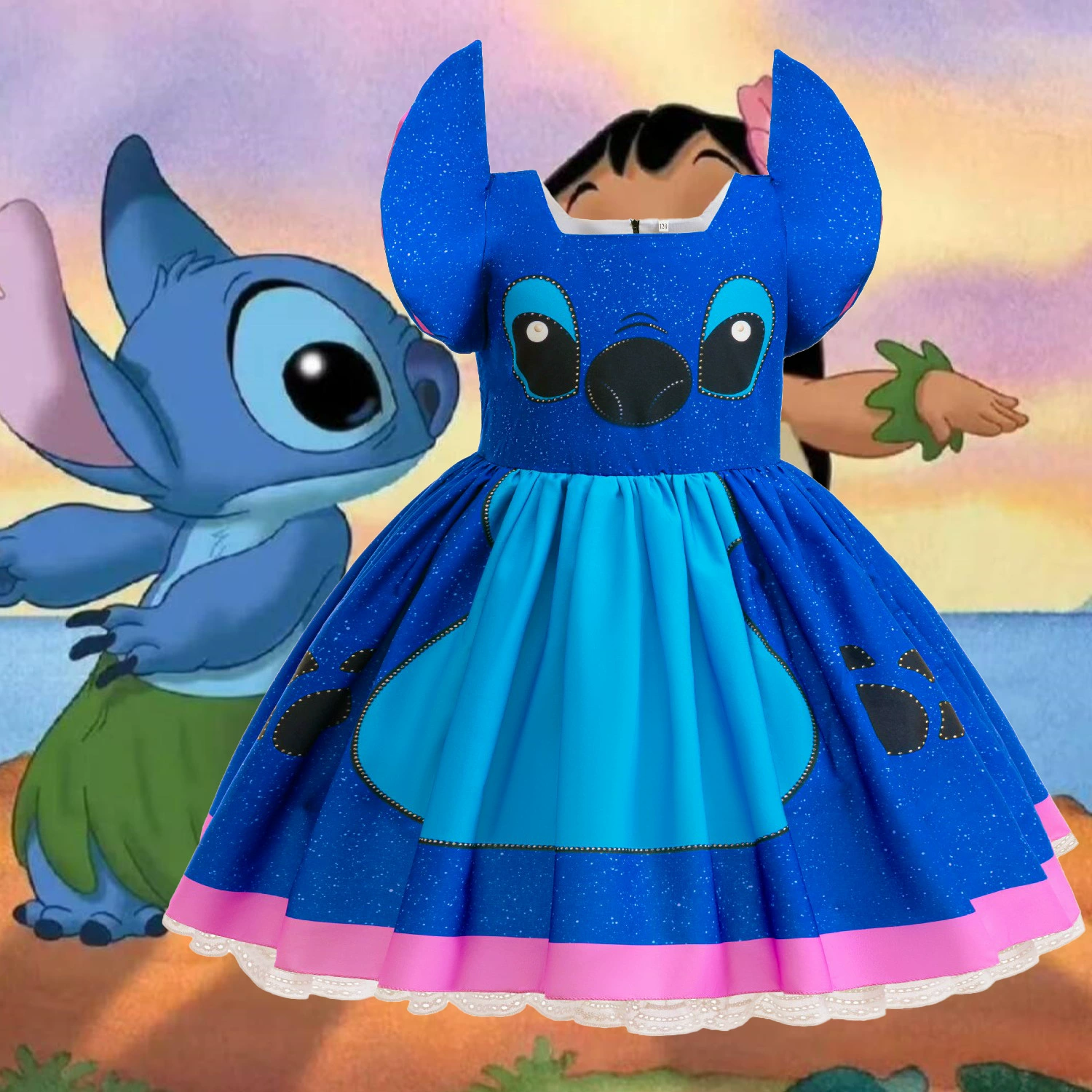 Детское костюмированное платье-пачка для выступлений в стиле Лило и Стич для кросс-бордерных мероприятий.