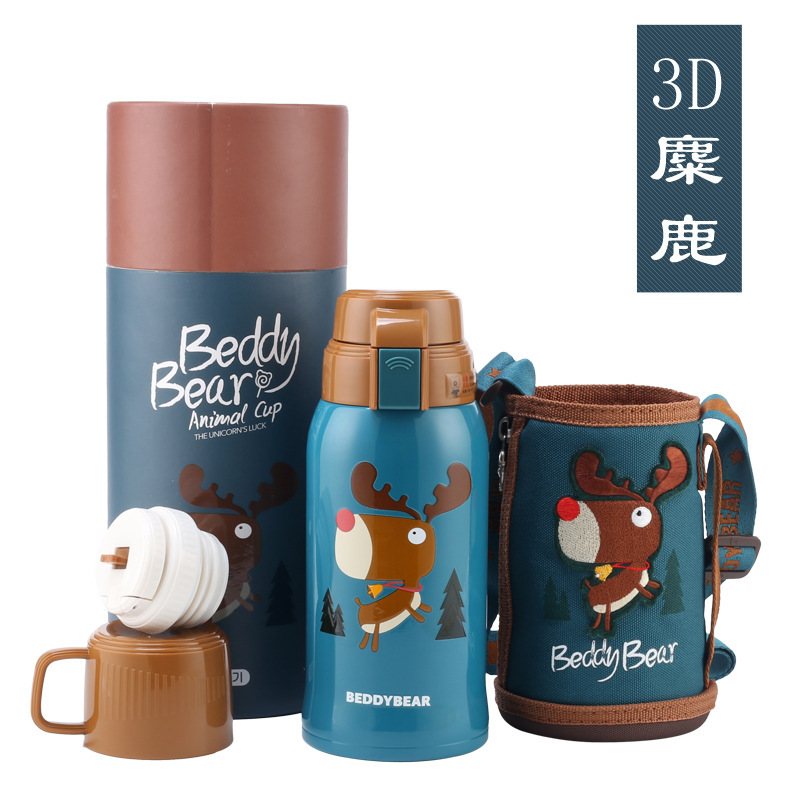 Oso de los niños serie completa taza de vacío bebé taza de agua con paja jardín de infantes al por mayor beber hervidor de agua taza de regalo caja