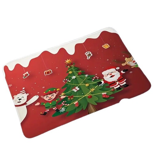Hot-selling Santa Claus floor mats, absorbent and non-slip crystal velvet floor mats, doormats