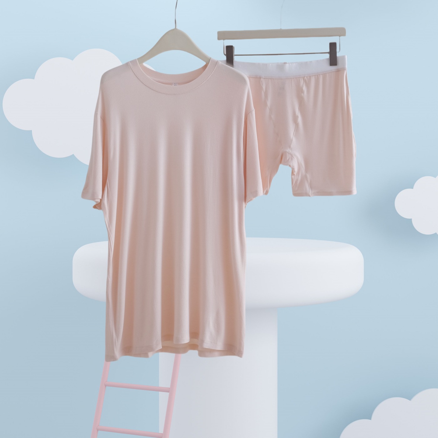 JCSILK 힐링 스타일 뽕나무 실크 클라우드 홈 의류 소프트 왁스 느슨한 반팔 티셔츠 여름 잠옷