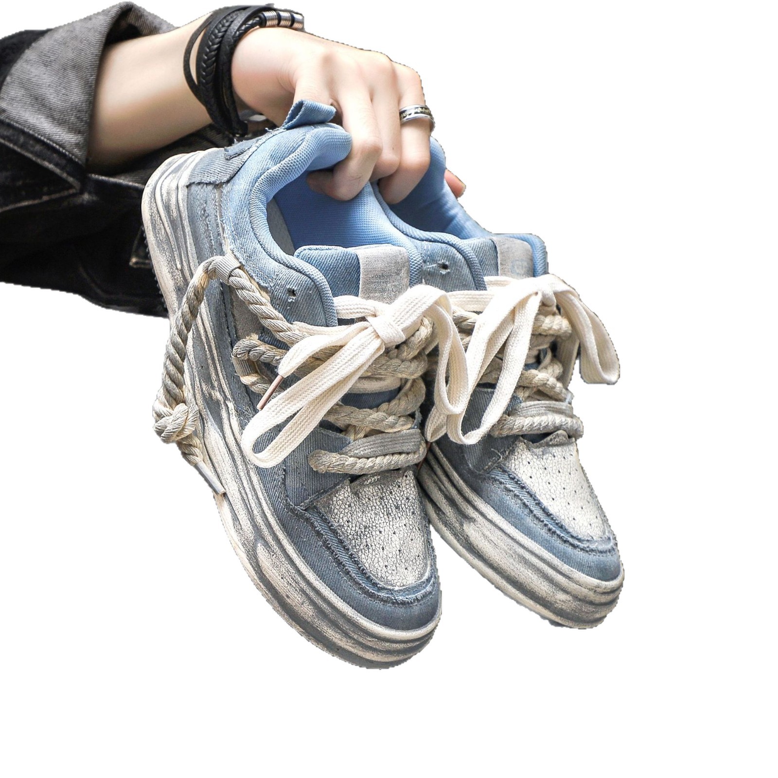 2025 otoño nuevo hacer viejos zapatos de disolución para hombres aumentando suela gruesa deportiva ocio sucio zapatos de skate zapatos de moda para hombres image 6