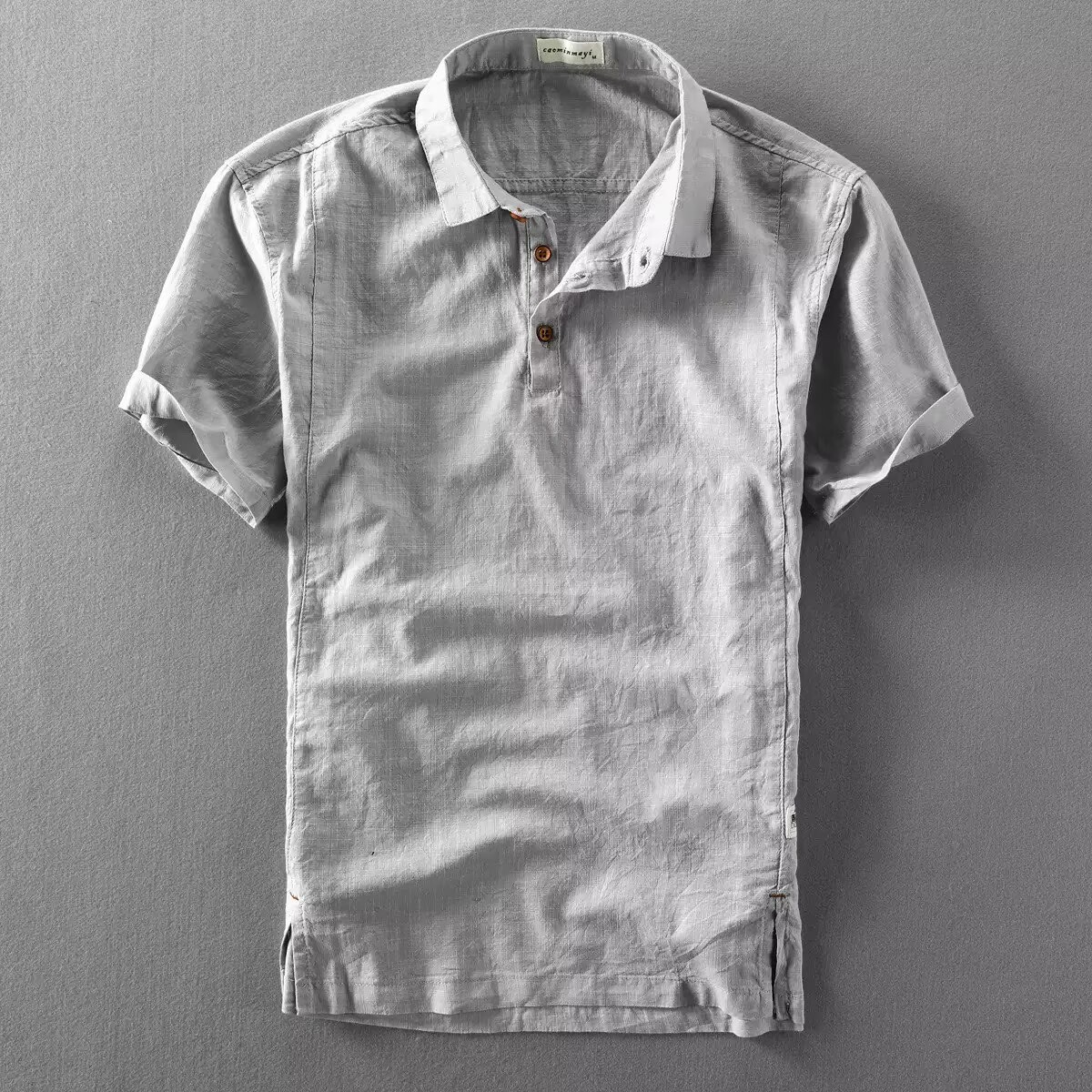 Men's Linen Short Sleeve Shirt Summer Breathable Casual Loose Fit Button Down Shirt_viptrois.com