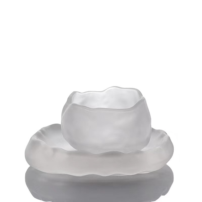 初雪瑠璃ティーカップ上神杯高颜値日本式雪釈杯透明フロスト品茗杯手作りガラスコップ|undefined