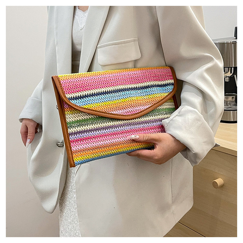 186g Weight Sewing Thread Fashion Element Flip Cover Closure Type / Strap Type Clutch Bag Bags Type Party, Street, Shopping Occasion Nylon Material Multicolor Pattern All Seasons Season Women's Gender Elegant, Streetwear Style Square Shape Medium Size Beige Pink Blue Nylon Multicolor Sewing Thread Square Clutches 2