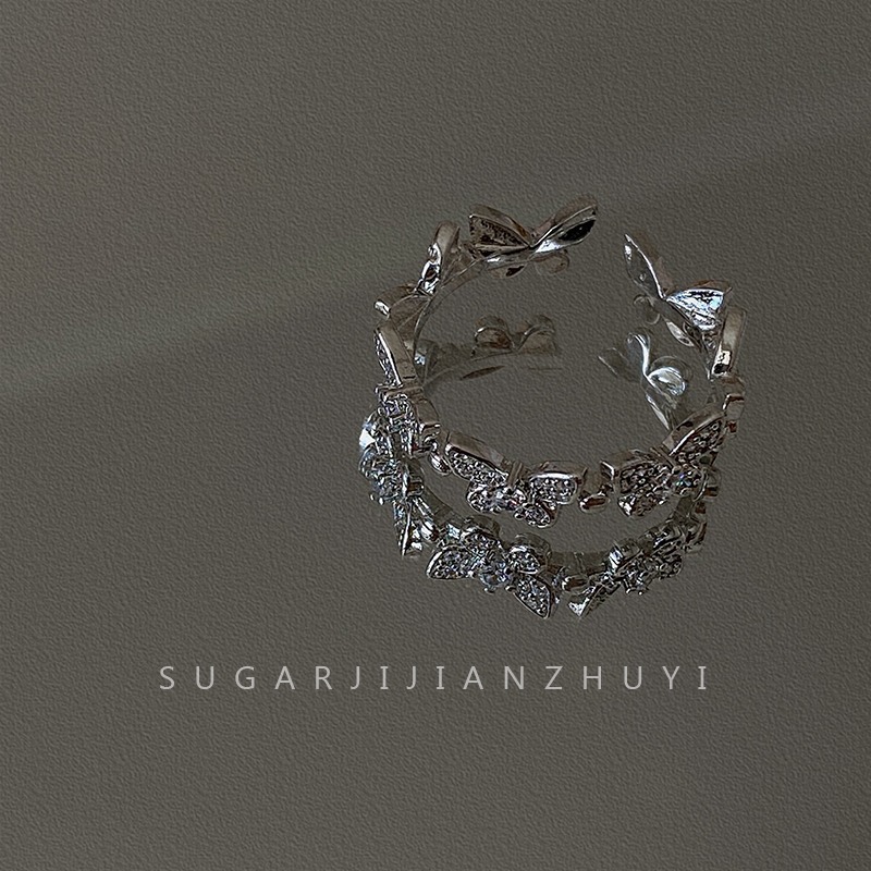 Fashionable small design one size adjustable ring with zircon