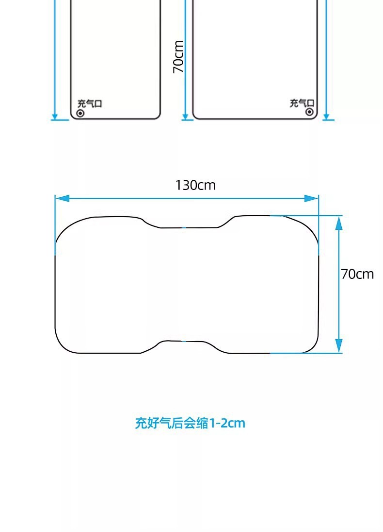 Outdoor Car-Mounted Inflatable Mattress, Thickened Camping Mattress for Outdoor Use, Suitable for Front and Rear Seats of Self-Driving Cars
