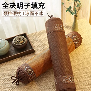 Cassia Seed Cervical Spine Pillow Hard Pillow Sleep Single Round Pillow Tartary Buckwheat Shell Mugwort Candy Cylindrical Pillow