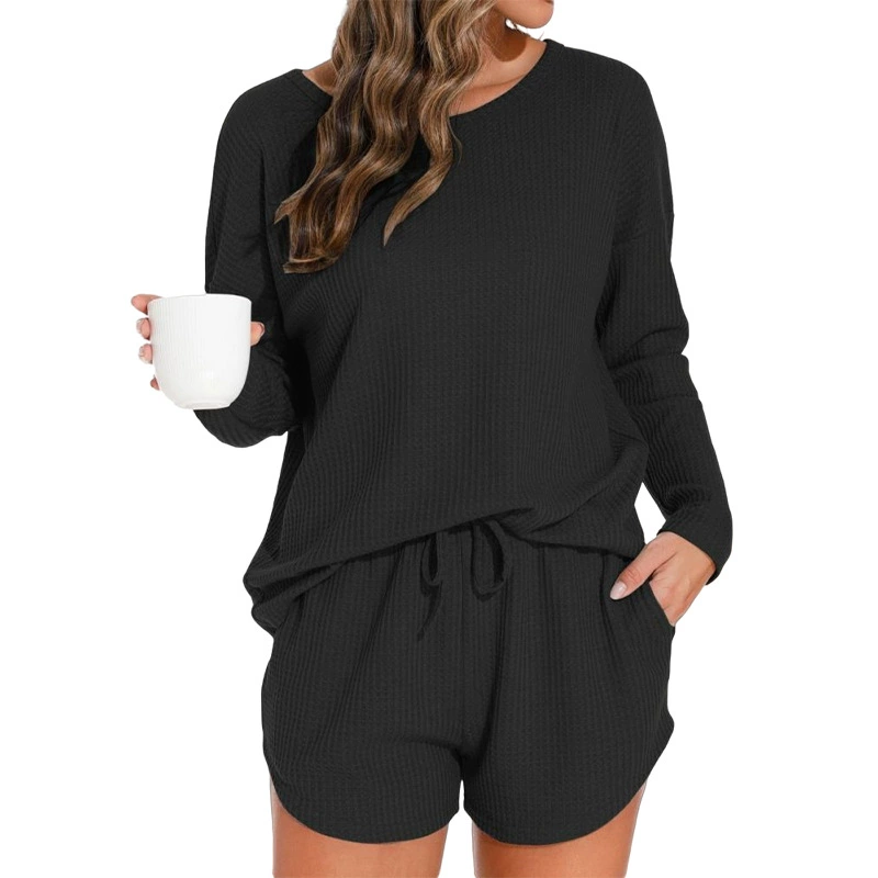 Knitted pijama, set, long-sleeve, shorts