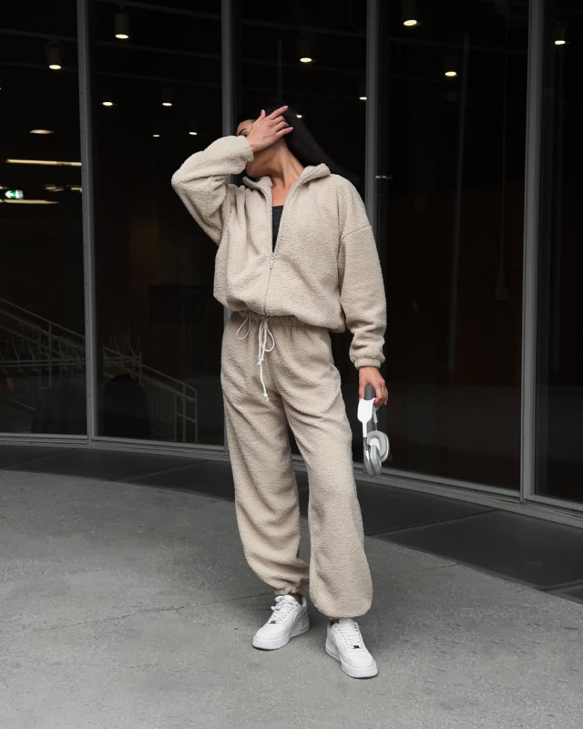 跨境卫衣开衫套装女欧美2025秋冬新款运动休闲摇粒绒开衫卫衣套装|undefined