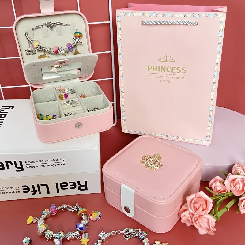 [업그레이드 크라운 에디션] 레인보우 DIY 팔찌 세트 [더블 쥬얼리 보관함 + 선물 가방 보내기]]