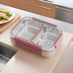 国境を越えた304ステンレス製の防臭弁当箱、携帯用鮮度保持容器、学生用密封仕切り弁当箱
