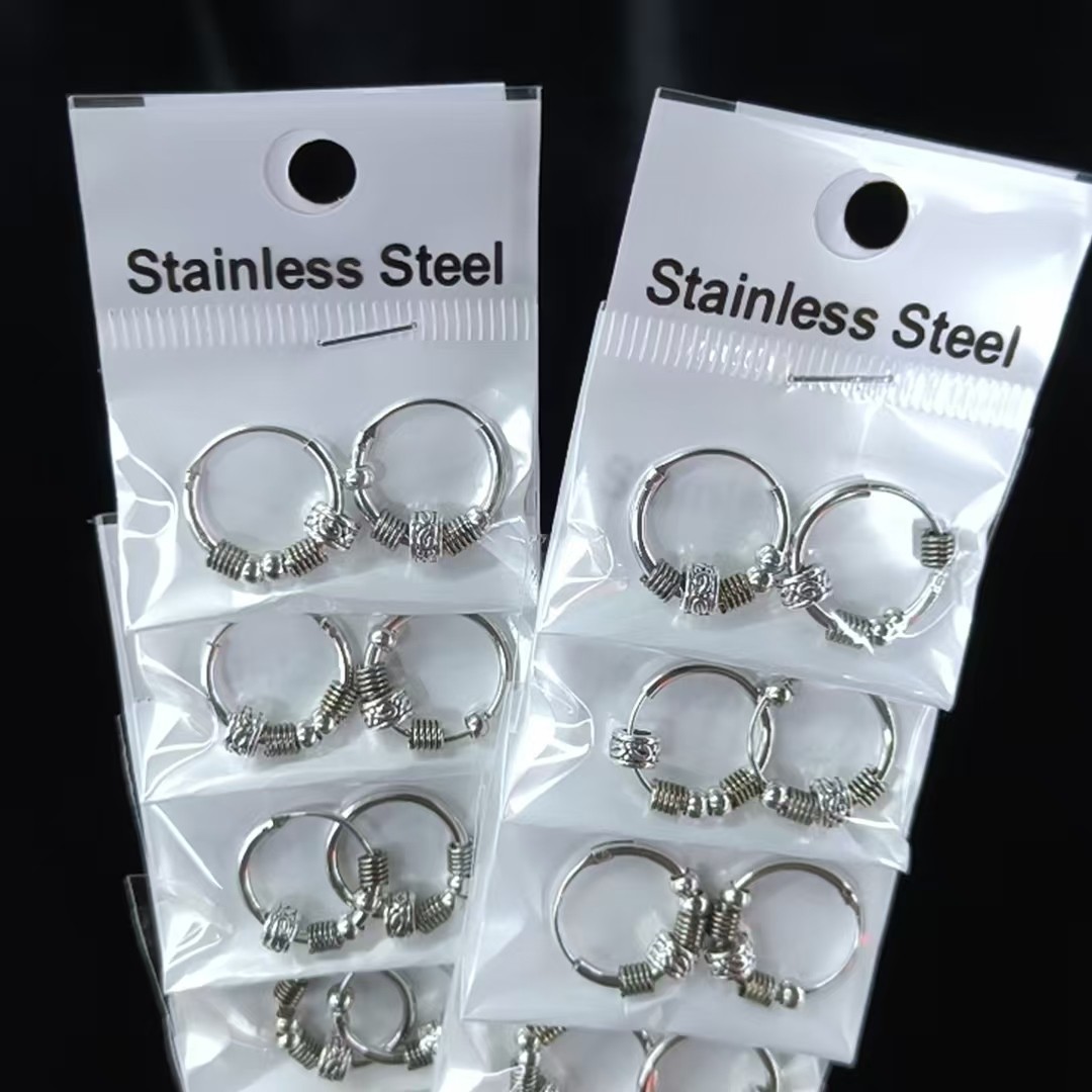 2.5 pendientes de acero de titanio gruesas y el mismo modelo crian orejas joyas de moda con pendientes de acero inoxidable con hilo redondo personalizado image 62
