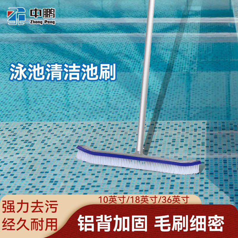 Swimming Pool Brush Head 10inch Pool Cleaning Tool Suction Machine Pool Brush Bathtub Aluminum-Backed Pool Brush Fish Pond Universal