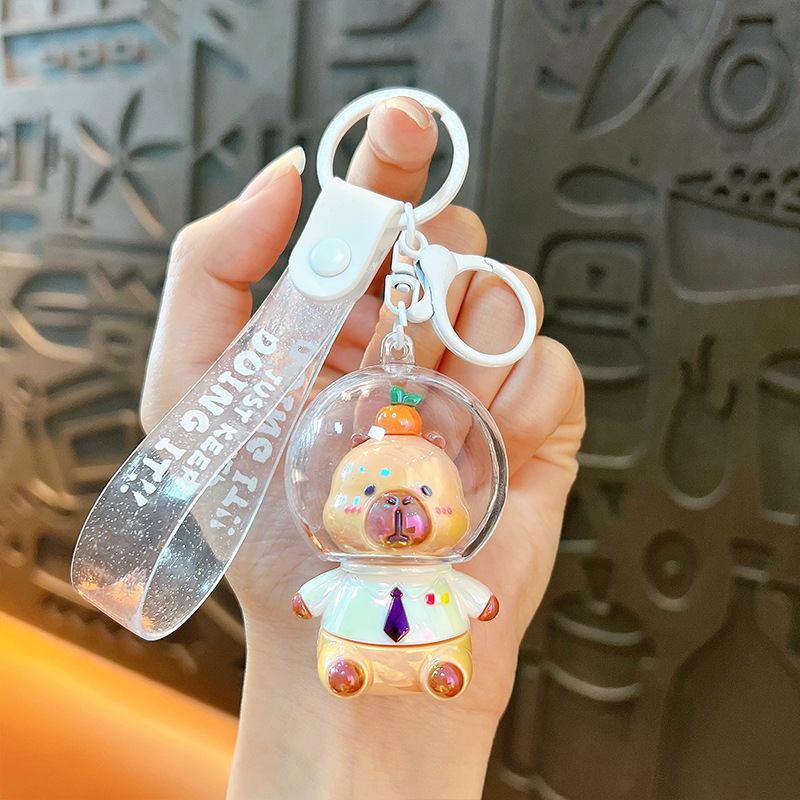 漫画スペースカピバラ電気メッキカピバラキーホルダーかわいいバッグペンダント人形カップルペンダント小さなギフト|undefined