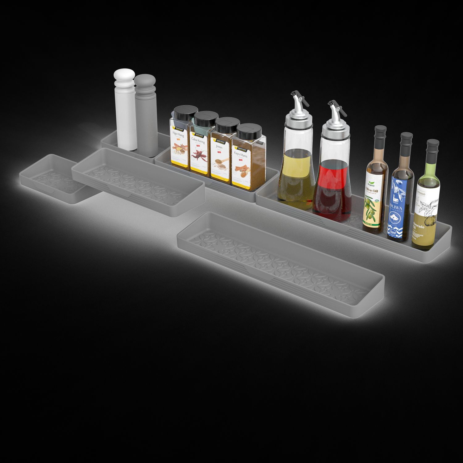 3 섹션 스토리지 랙-회색 강한 자기