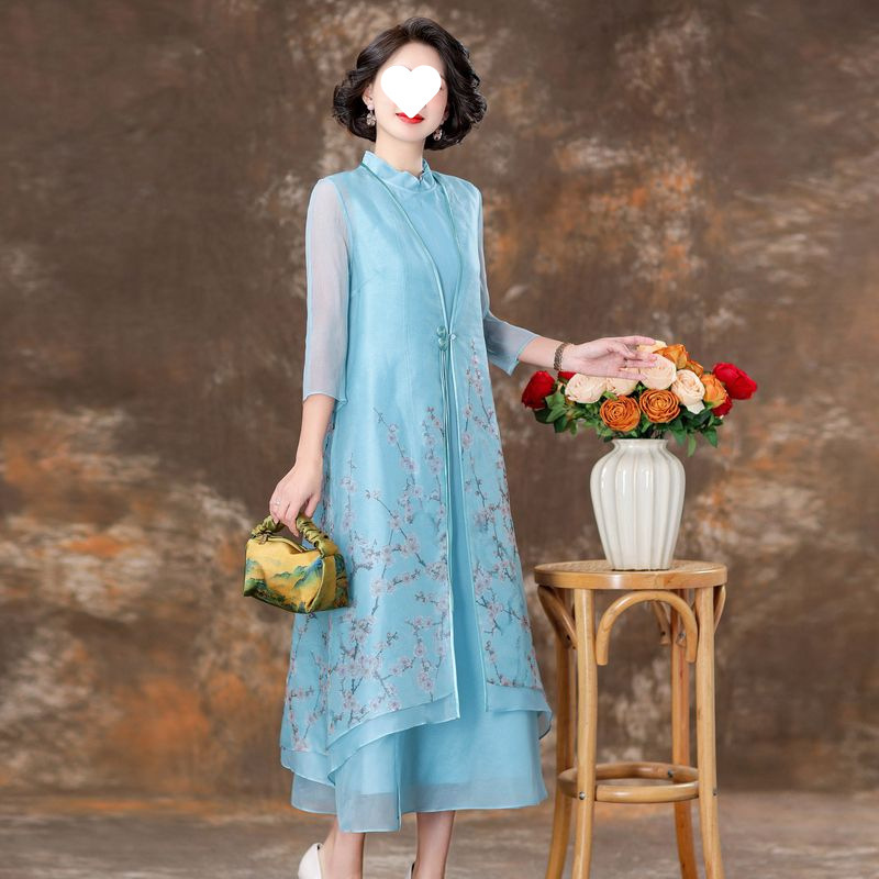 Youthful Style Silk Outerwear for Spring and Summer 2025 New Chinese High-End Mulberry Silk Vest Dress Cape Outerwear