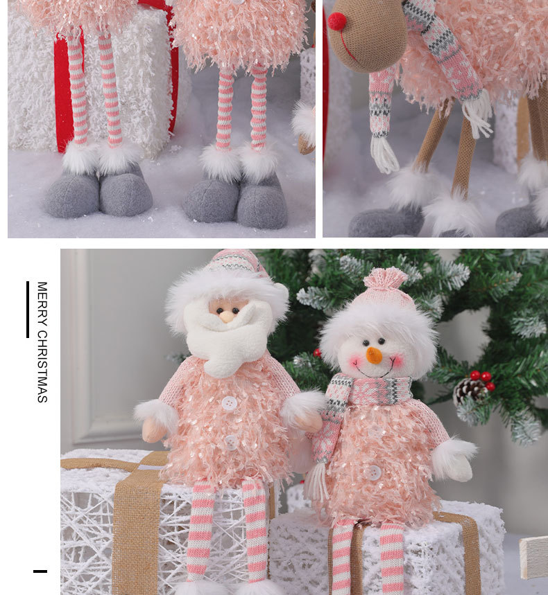 Pink Christmas Decorations Set - Fabric Santa Claus, Snowman, Reindeer Dolls For Tree, Window Display & Home Decor_voghion.com