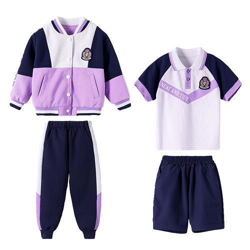 Children's British Style Baseball Uniform Set First Grade Class Uniform School Uniform Small and Medium Size Spring and Summer New Arrival Kindergarten Uniform