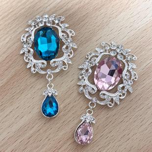 Europe and the United States hot 49*84MM gold alloy rhinestone flat pendant jewelry DIY handmade clothing decoration accessories