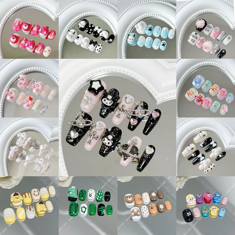 Nail Art Handmade Wearable Nails Cute Student Pure Handmade Cartoon Short Nails Children's Round Three-Dimensional Medium and Long Style Nail Art Handmade Wearable Nails Cute Student Pure Handmade Cartoon Short Nails Children's Round Three-Dimensional Medium and Long Style