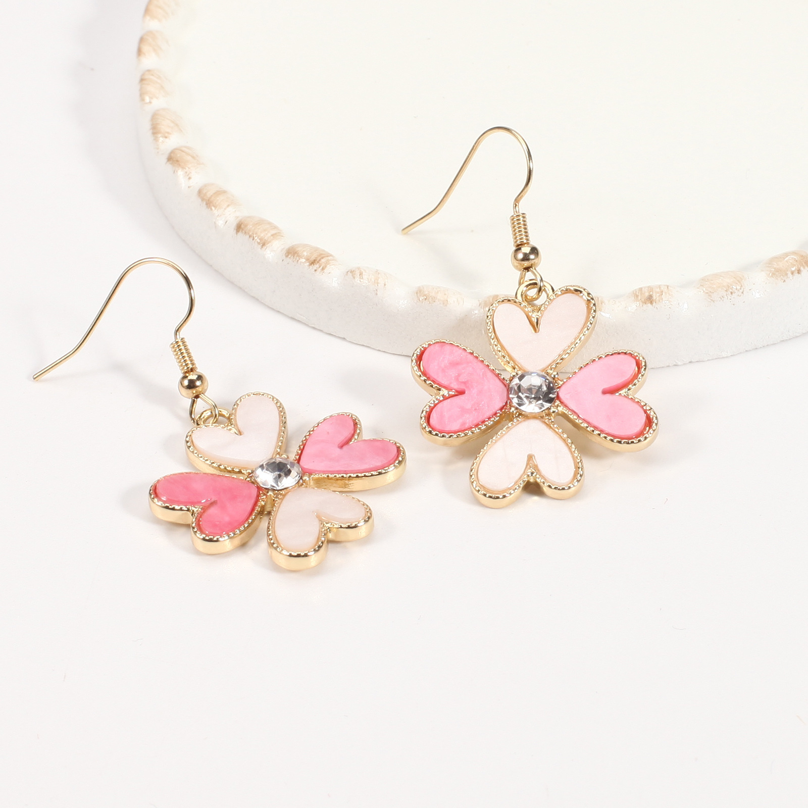 18g Weight Copper Ear Needle Material Rhinestones, Pearl Inlay Material Drop Earrings Classification 1 Pair Quantity Holiday, Daily Occasion Alloy Material Heart Shape Pattern Women's Gender Enamel, Inlay Design IG Style, Sweet Style 1 Pair IG Style Sweet Heart Shape Enamel Inlay Alloy Rhinestones Pearl Drop Earrings 29