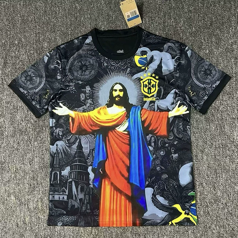 Cross-border delivery of 2425 season Brazil jerseys home and away Jesus special edition fan commemorative football uniforms