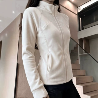 修身摇粒绒外套冲锋衣内胆女秋冬季加绒打底抓绒衣羽绒服保暖内搭