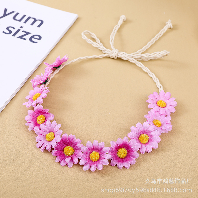 跨境小清新11朵小太阳花头带头饰雏菊波西米亚度假海边辫子发带女|undefined