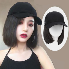 野球帽のかつらの女性の新型の短い内は波の頭のかつらの帽子の一体式の百合の韓国版のアヒルの舌の帽子の卸売りを掛けます。