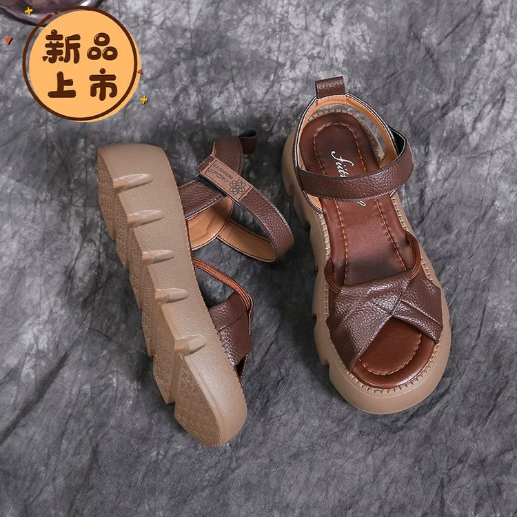 Сандалии на кондитерской подошве женский 2024 лето корейская мода новая мягкая подошва рыбья клюва римские сандалии на толстой подошве