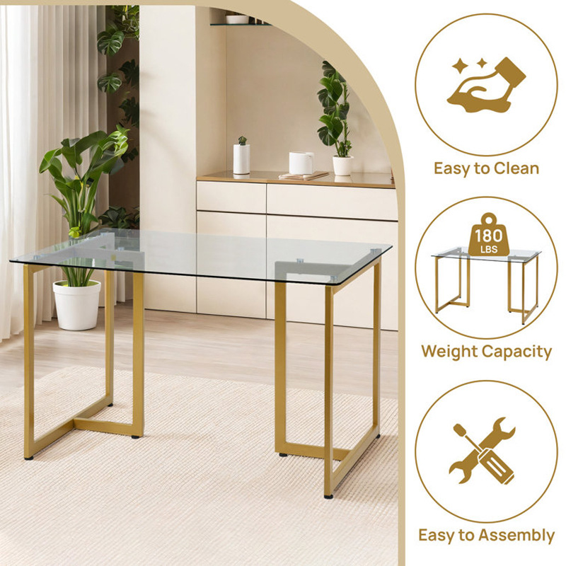 Mesa de comedor de exportación de lujo ligero rectangular de vidrio templado mesa de comedor mesa de comedor mesa de vidrio