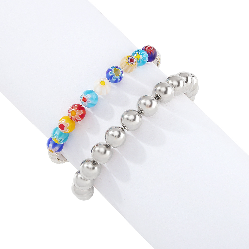 Fashion Colored Glass Beads Alloy Bracelet Wholesale Nihaojewelry display picture 2