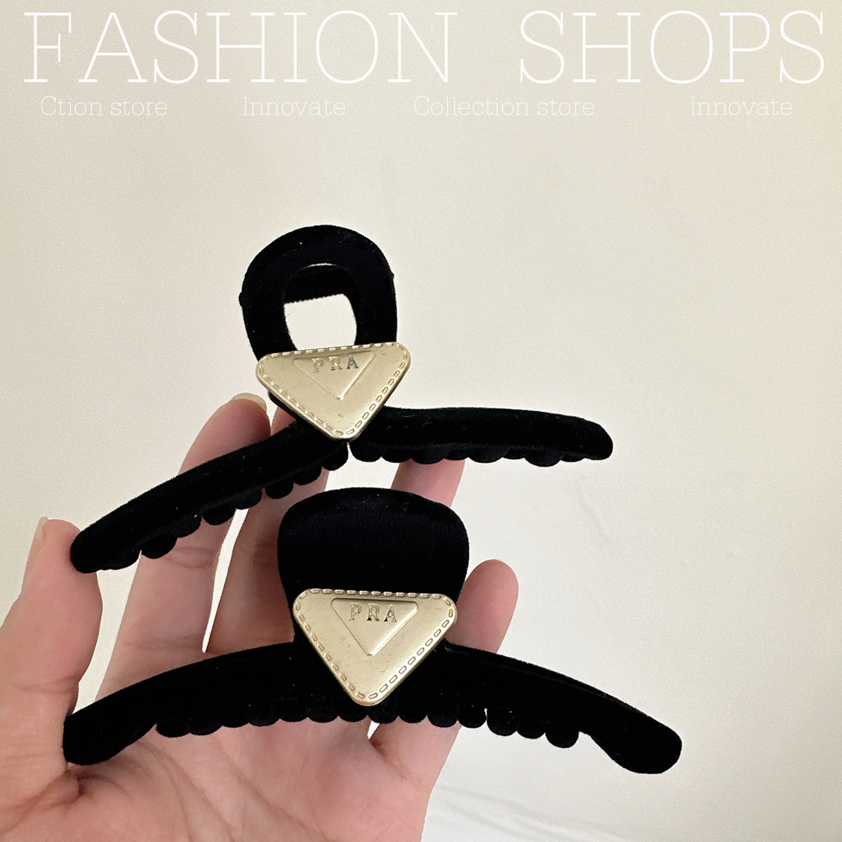 简约丝绒黑色抓夹大号高级感网红发夹女后脑勺鲨鱼夹子头饰盘发卡