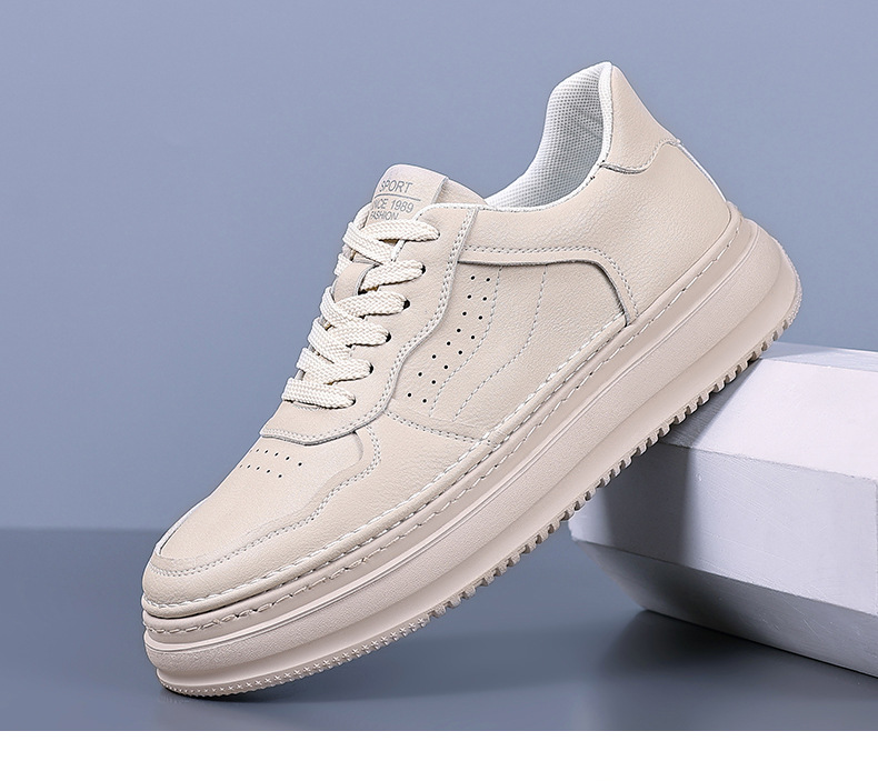 Chaussures blanches 2025, nouvelle édition coréenne, chaussures de sport et de loisirs en cuir pour hommes, jeunes, mode et loisirs, collection tendance une pièce pour cheveux_voghion.com