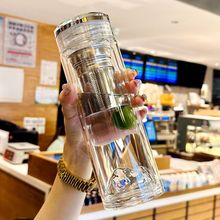 男士女士观山杯高硼硅双层玻璃杯耐高温茶水分离透明高档水晶杯