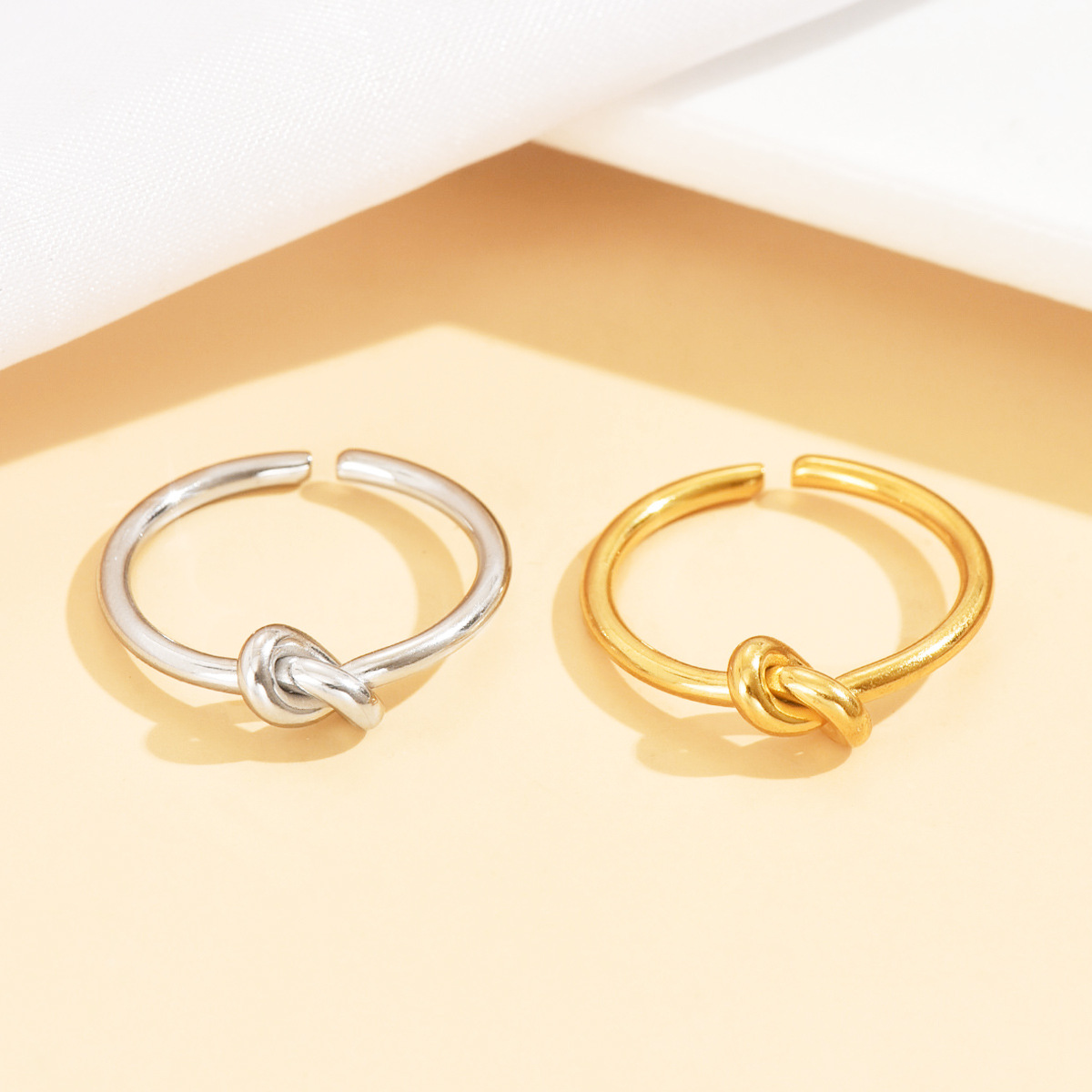 Trendy Ins-Style Stainless Steel Knotted Ring for Women Versatile Simple Open Band Ring Jewelry Live Source